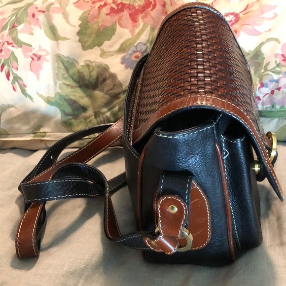 Vintage BALLY Cross-Body 2-Tone Weave Leather Black & Brown Elegant Luxe $548 - Picture 8 of 16